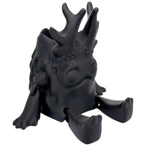 Black 3D Printed Creature Planter / Pen Holder – 6" Fantasy Shelf Decor
